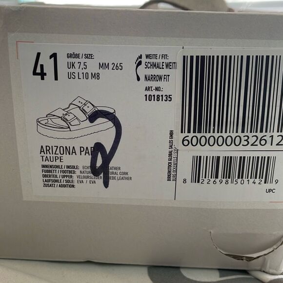 Papillio by Birkenstock Arizona Chunky Platform Sandal Taupe Suede 41 W10 M8 - Picture 10 of 12